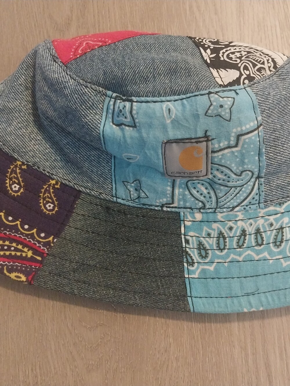 Carhartt Patchwork Bandana Bucket Hat - Blue, Red, Black